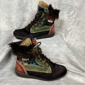 Tecnica Apres-Ski Ankle Boots Italian Cow Goat Fur Suede Women's 7.5 Aztec